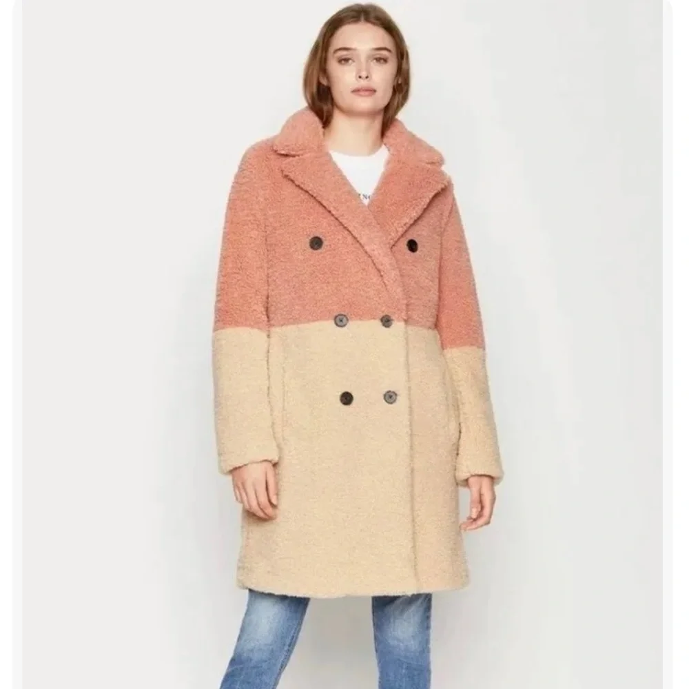 NEW BCBGeneration Color Block Teddy Faux Fur Coat - Picture 1 of 15